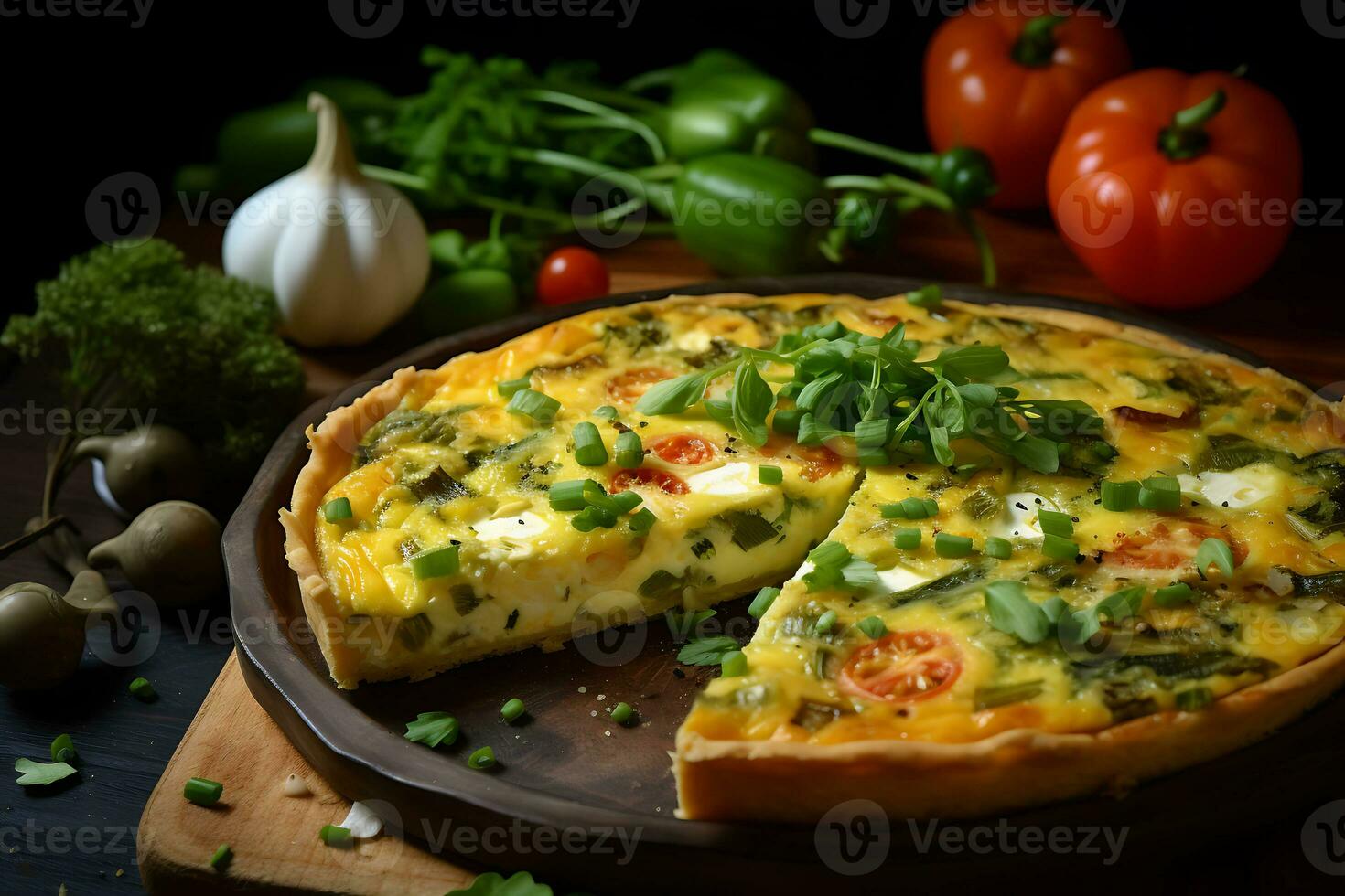 fresh homemade frittata with food ingridients photo