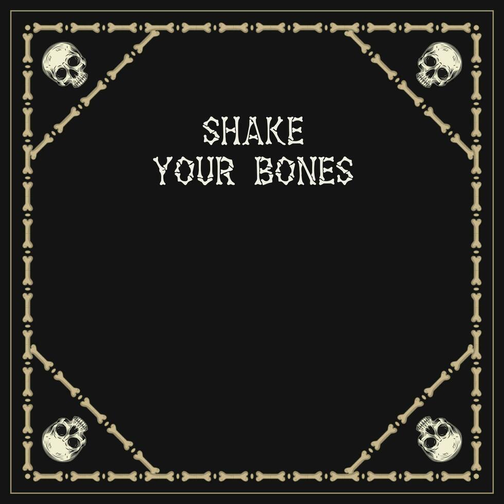 Polygon frame made of bones, half human skull vector