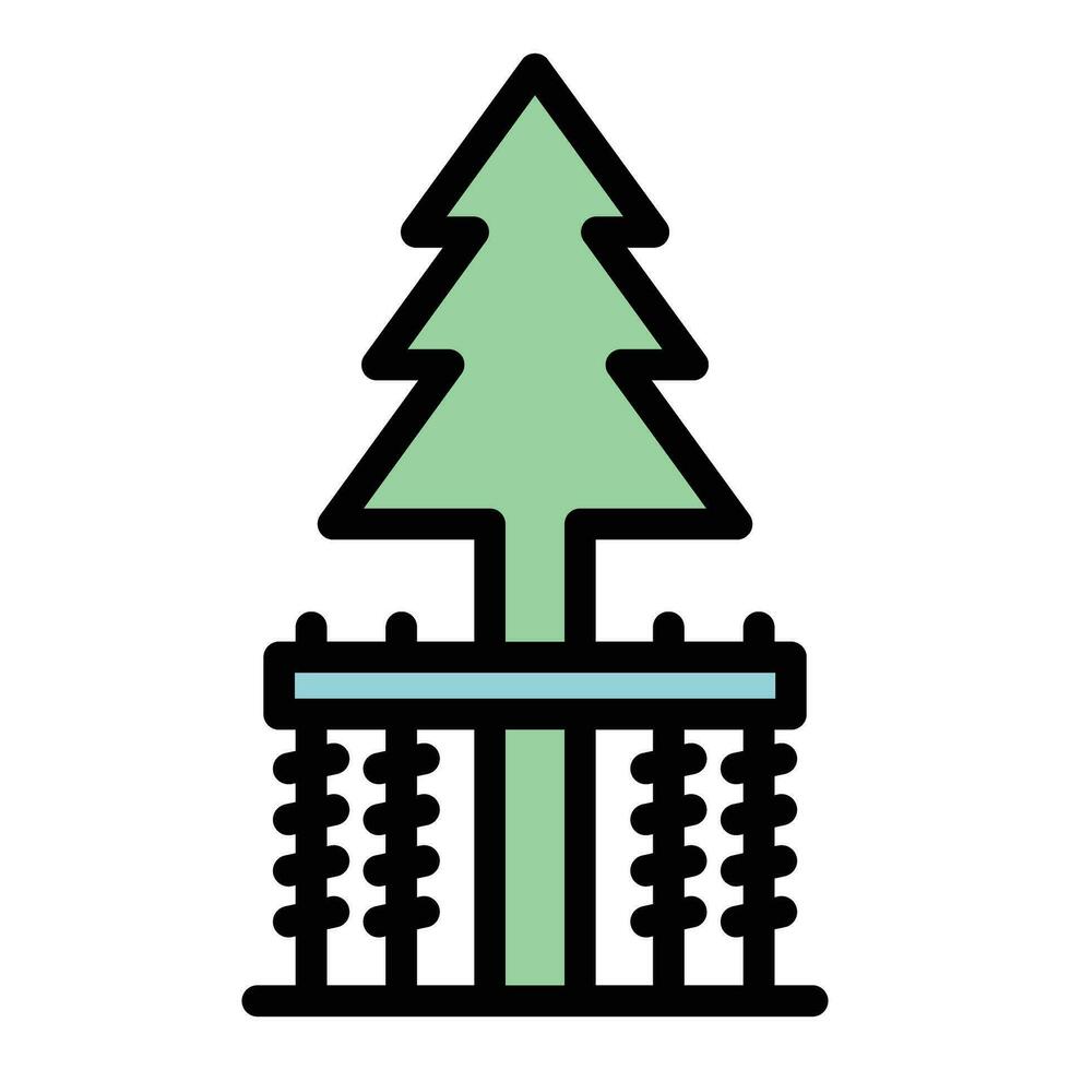 abeto árbol cuerda parque icono vector plano