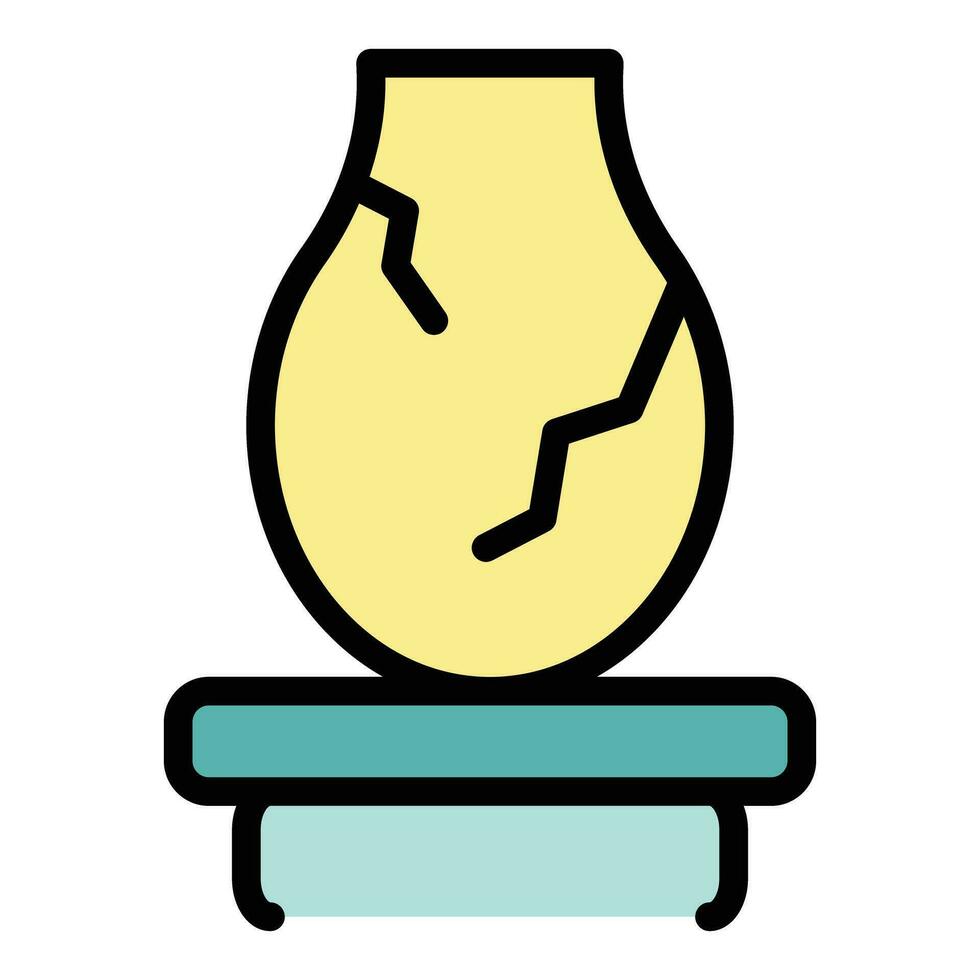 Cracked vase icon vector flat