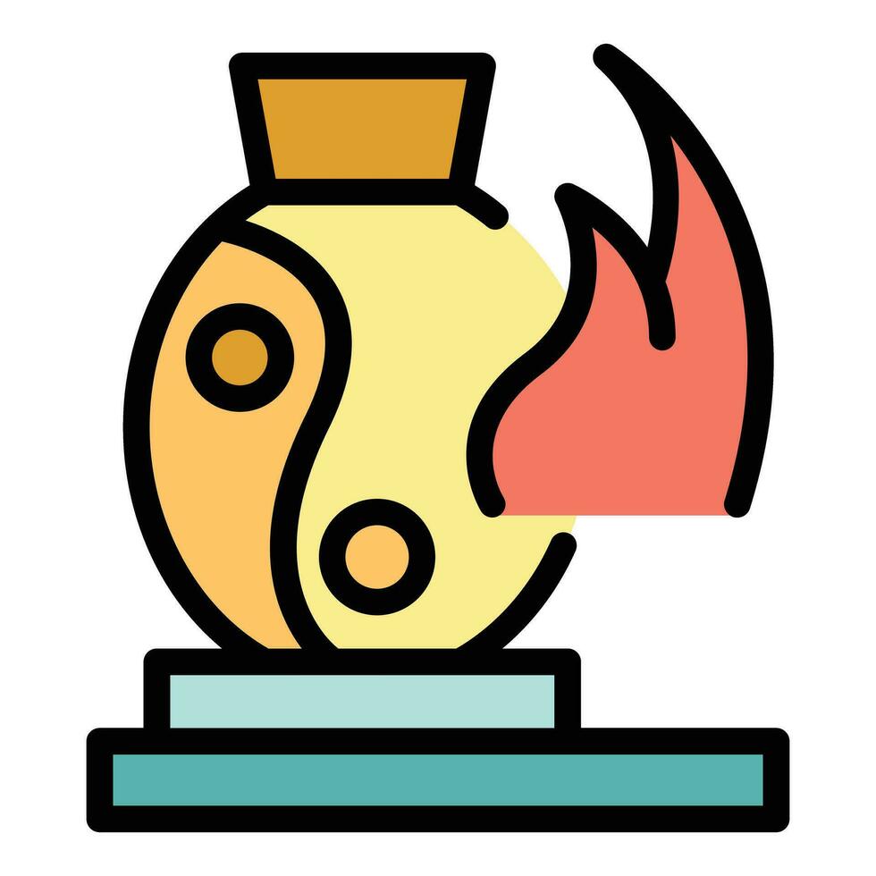 fuego cerámica icono vector plano