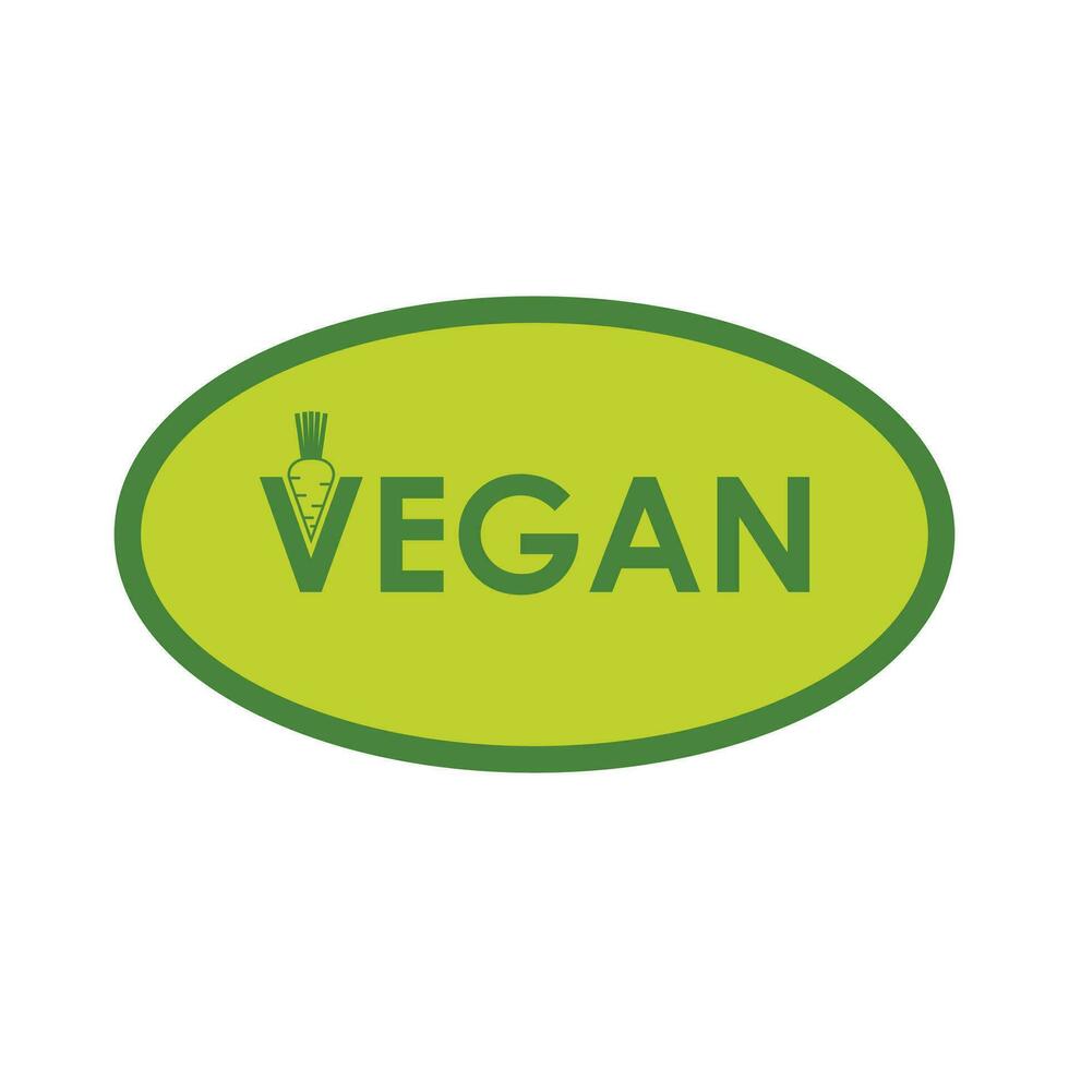 vegano pegatina, etiqueta, Insignia y logo. ecología icono. logo modelo con Zanahoria para vegano producto. vector ilustración aislado en blanco antecedentes