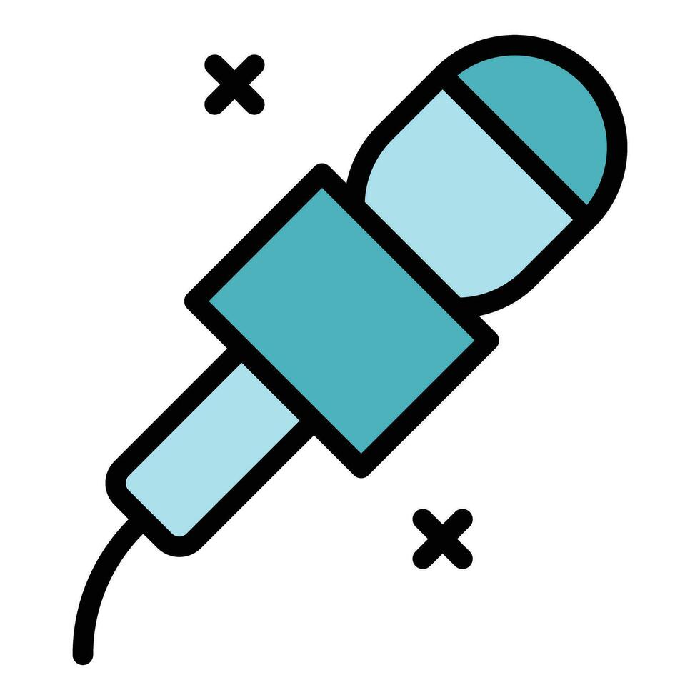 Reporter microphone icon vector flat