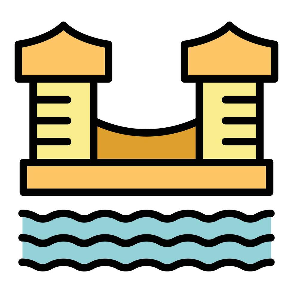 Singapore river bridge icon vector flat