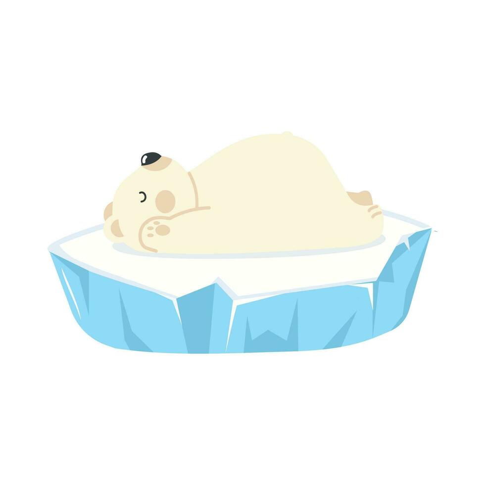 polar bear sleep on ice floe vector