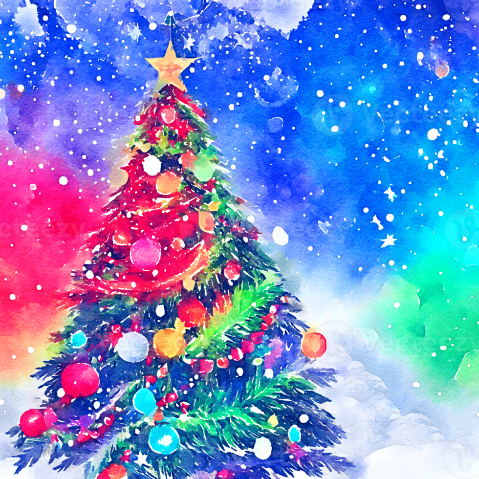 Winter Watercolor Christmas Holiday Backdrop AI Generative png