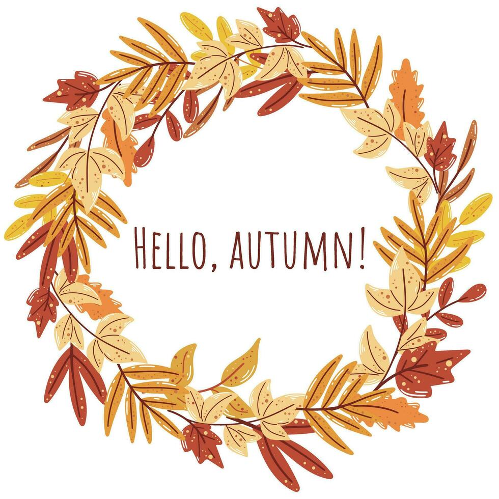 Leafy autumn rim hello autumn vector