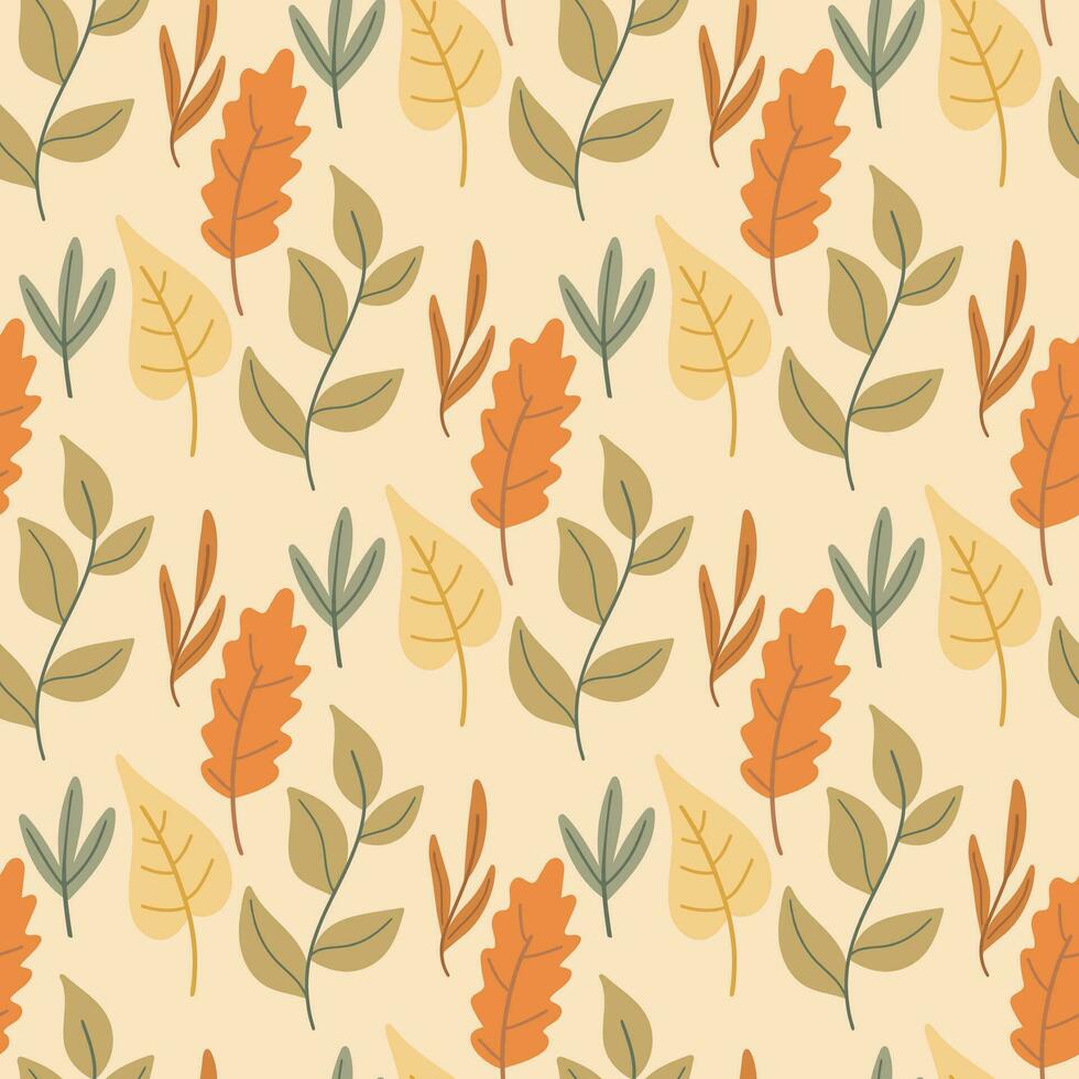 Cozy fall foliage seamless pattern vector