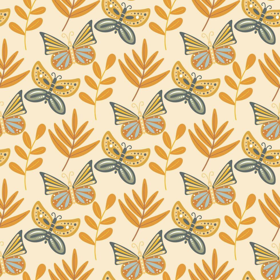 Butterflies autumn seamless pattern vector