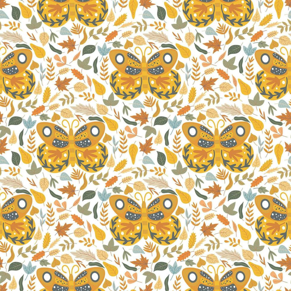 mariposas y hojas boho antecedentes vector