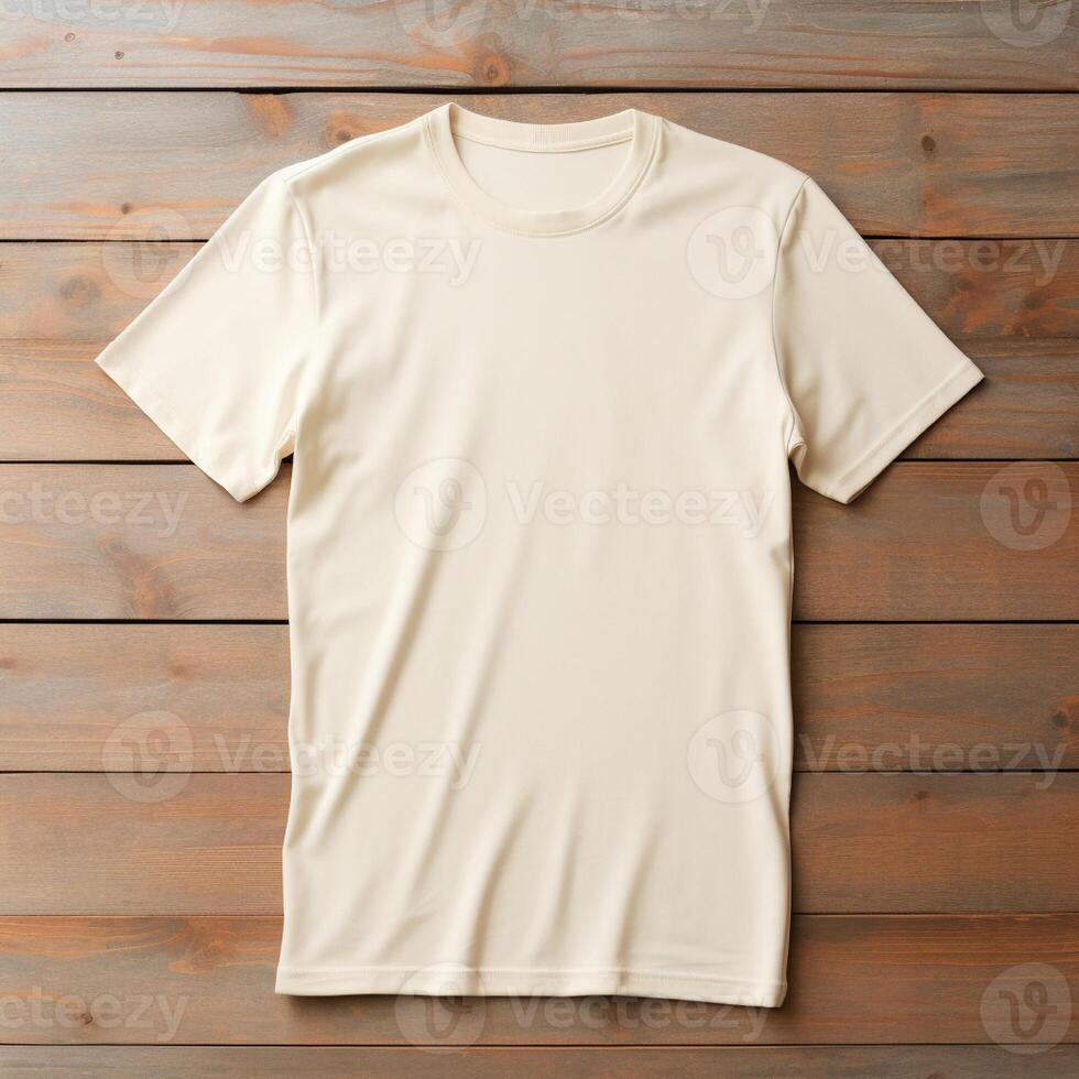 High quality blank t-shirt in cream white color, perfect to create mockup preview photo