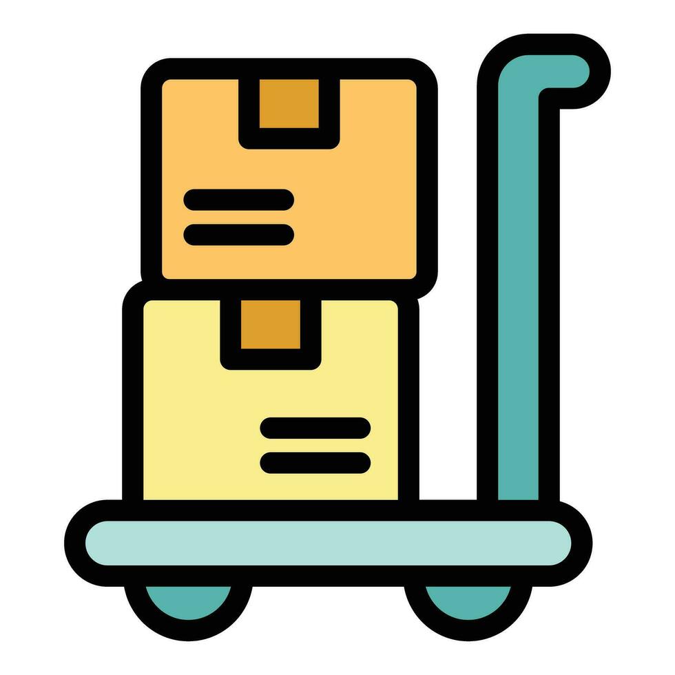 Box help cart icon vector flat