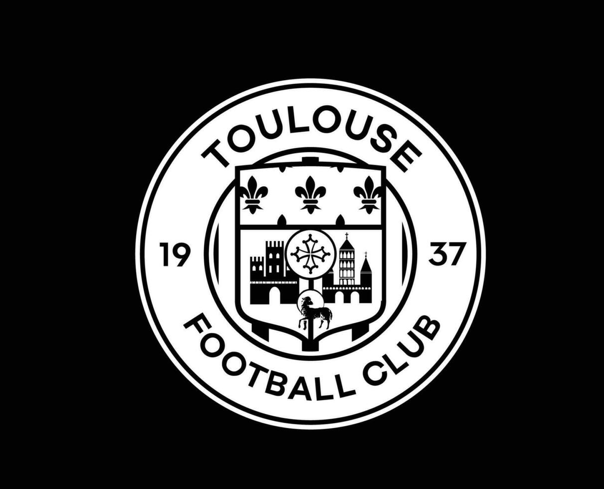 Toulouse FC Club Symbol Logo White Ligue 1 Football French Abstract Design Vector Illustration With Black Background