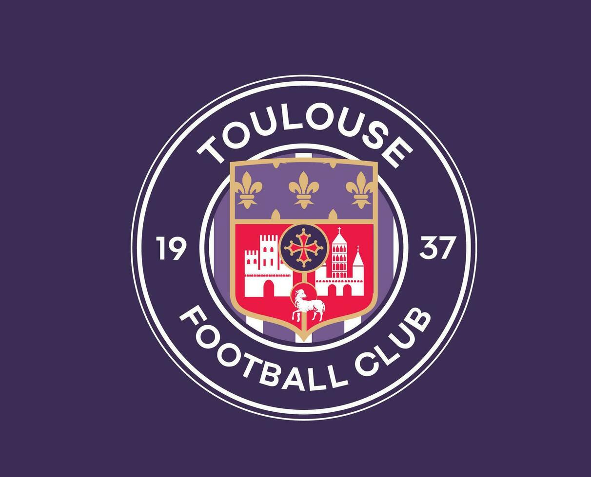 Toulouse fc club símbolo logo liga 1 fútbol americano francés resumen diseño vector ilustración con púrpura antecedentes