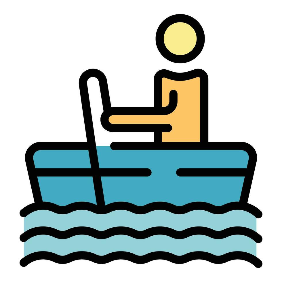 Sea wood boat icon vector flat