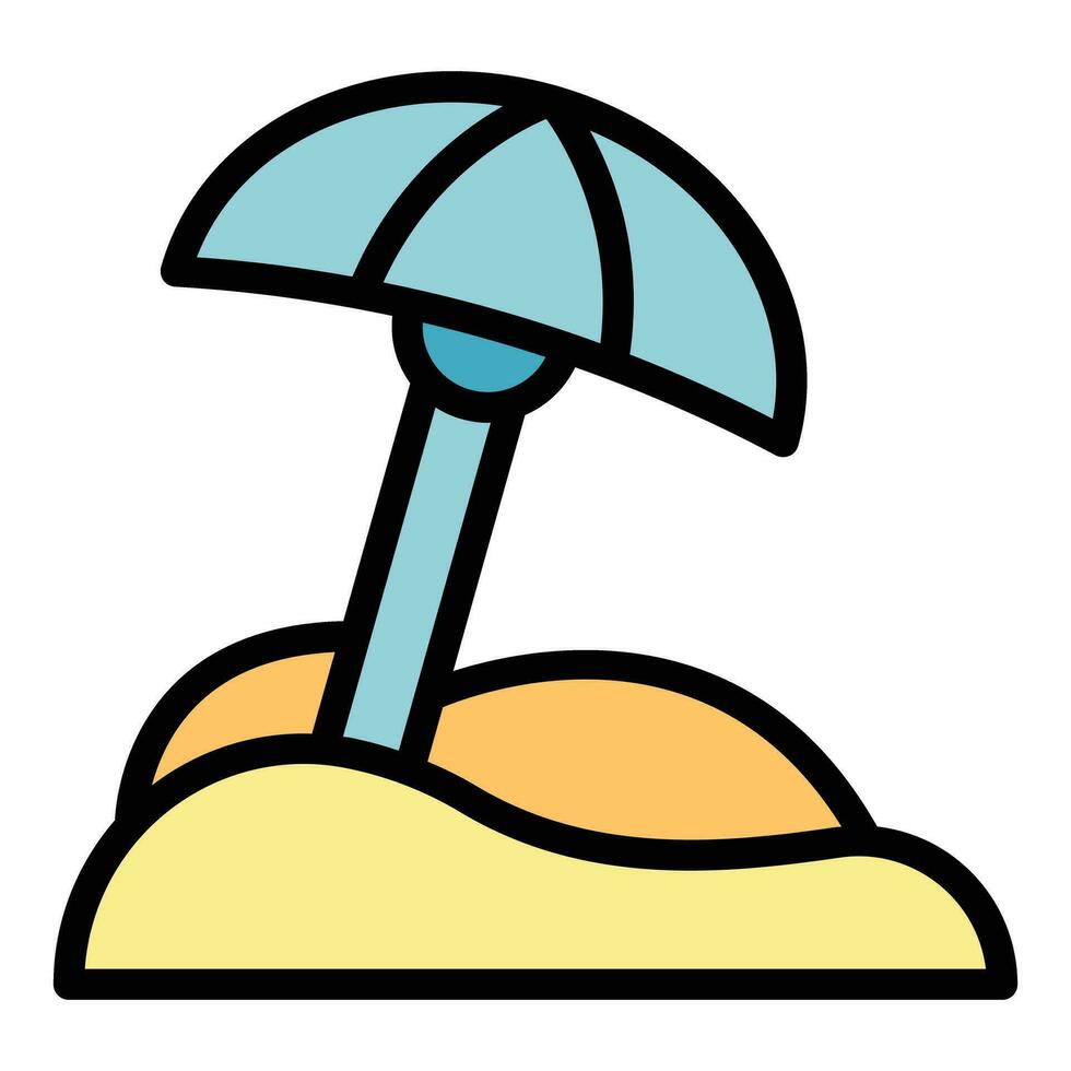 playa paraguas icono vector plano
