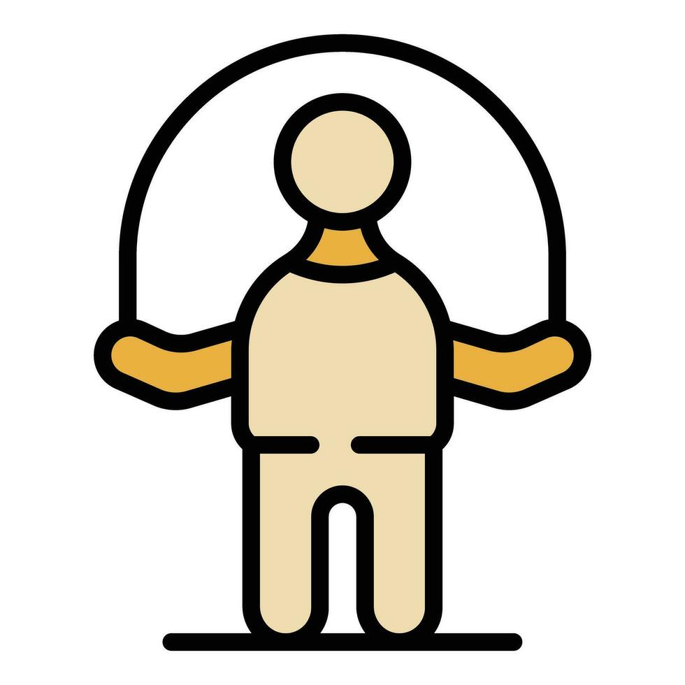 Fat man jump rope icon vector flat