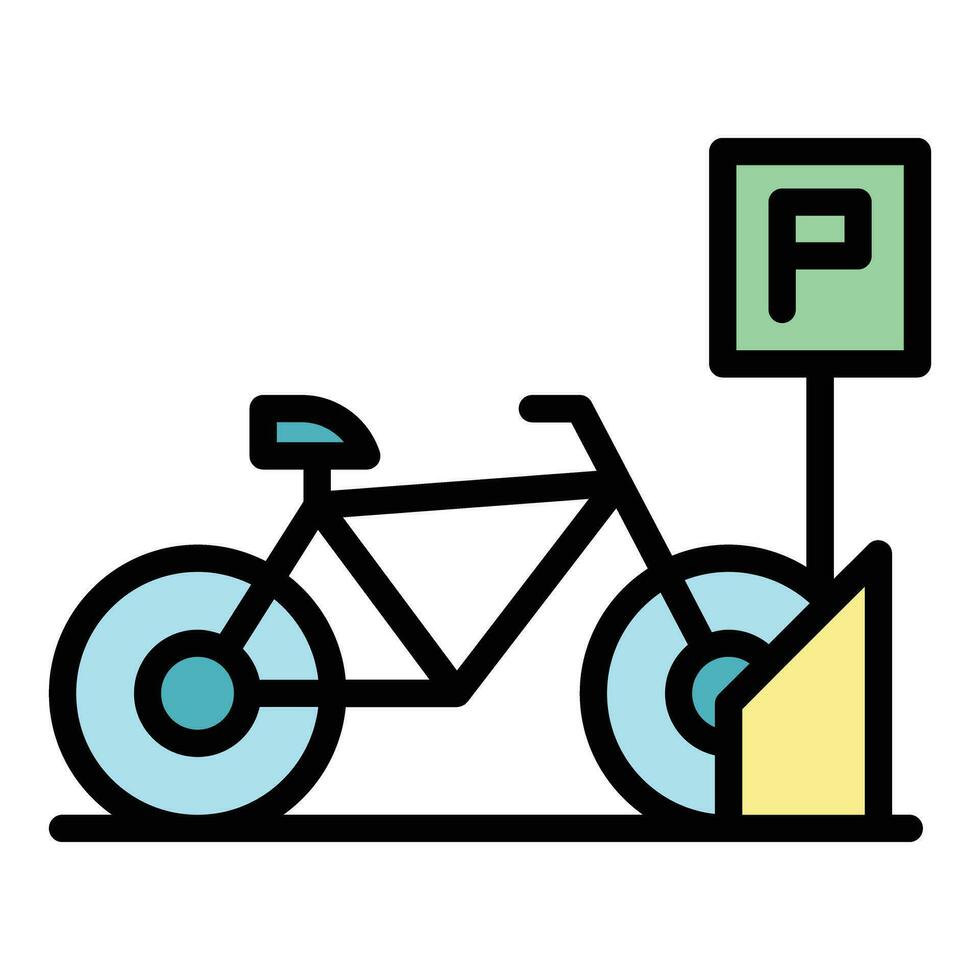 bicicleta estacionamiento icono vector plano