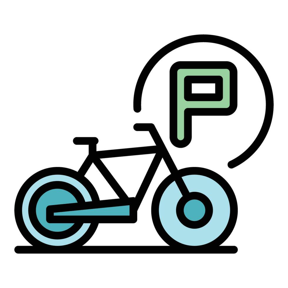 estacionamiento bicicleta icono vector plano
