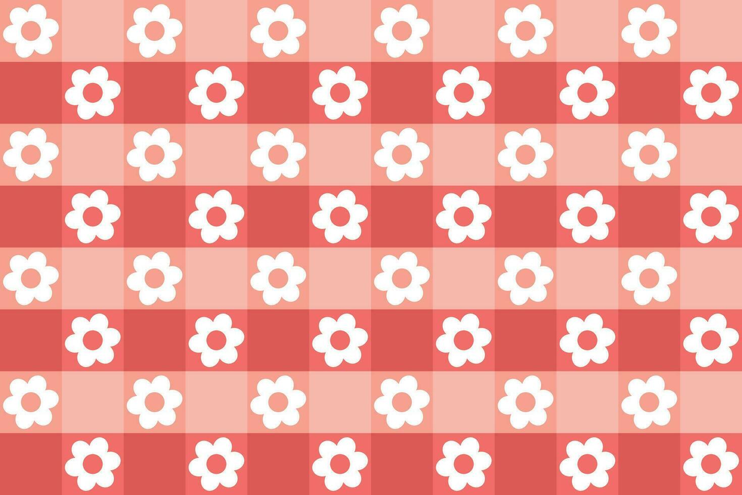 Vector checkered tablecloth with flowers illustration