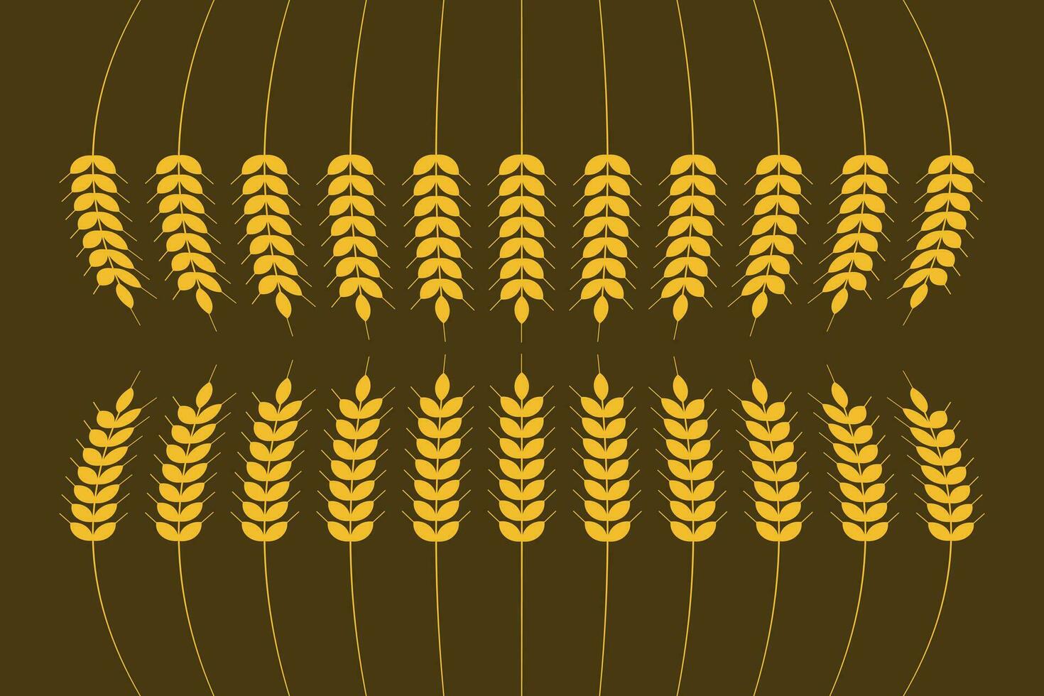 Vector illustration with golden wheat ears for textiles or other industrial uses, on dark background