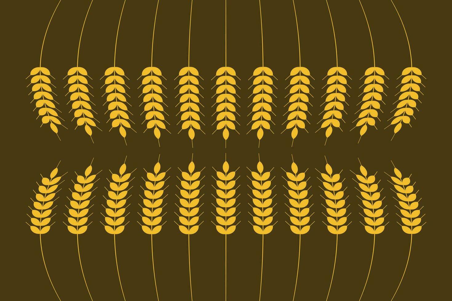 Vector illustration with golden wheat ears for textiles or other industrial uses, on dark background