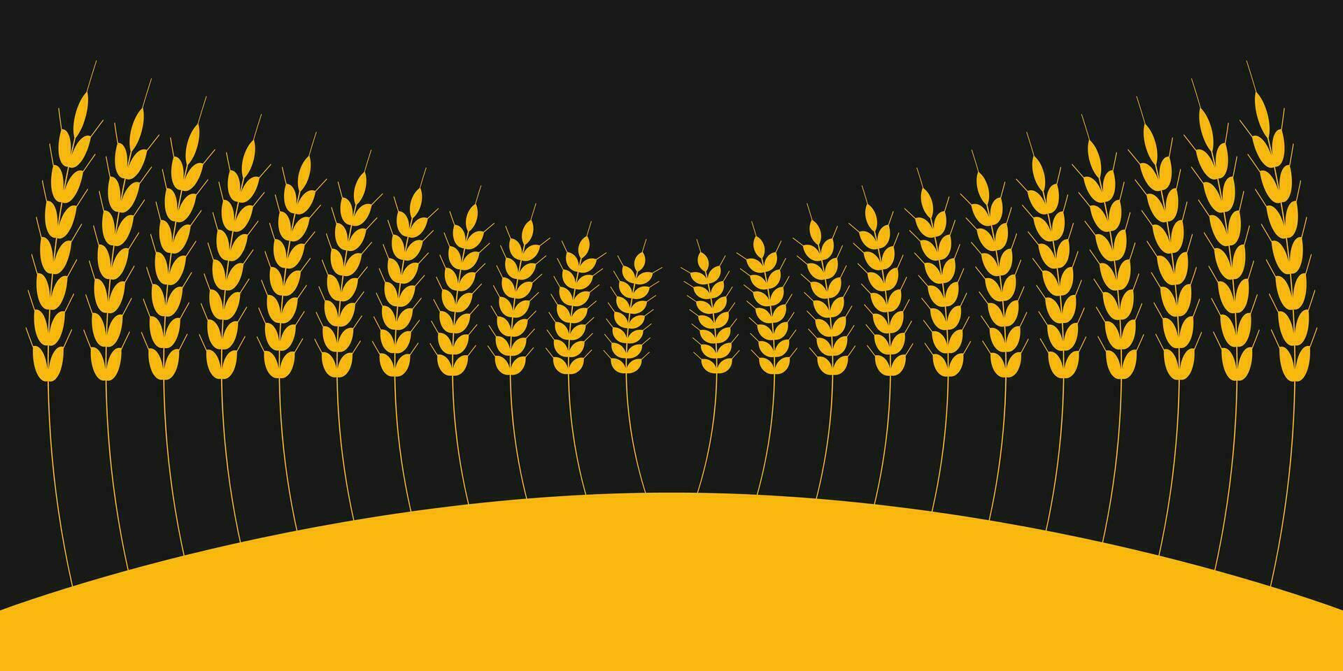 Vector illustration with golden wheat ears for textiles or other industrial uses, on dark background