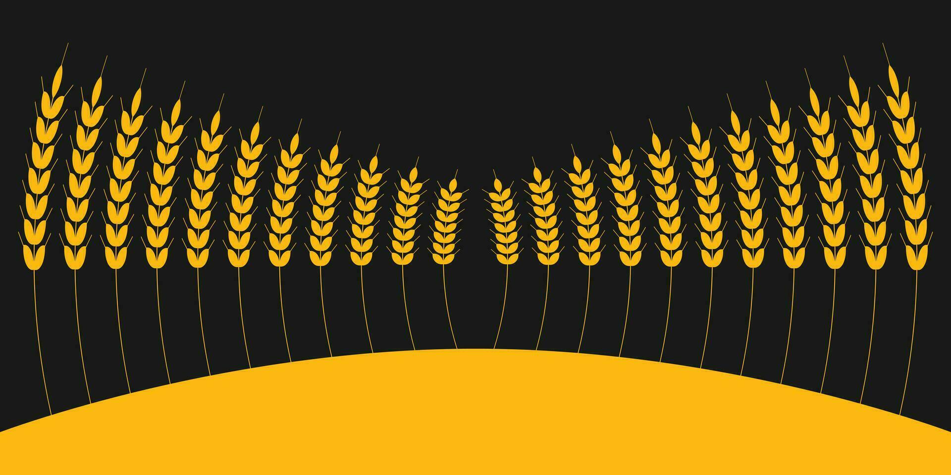 Vector illustration with golden wheat ears for textiles or other industrial uses, on dark background