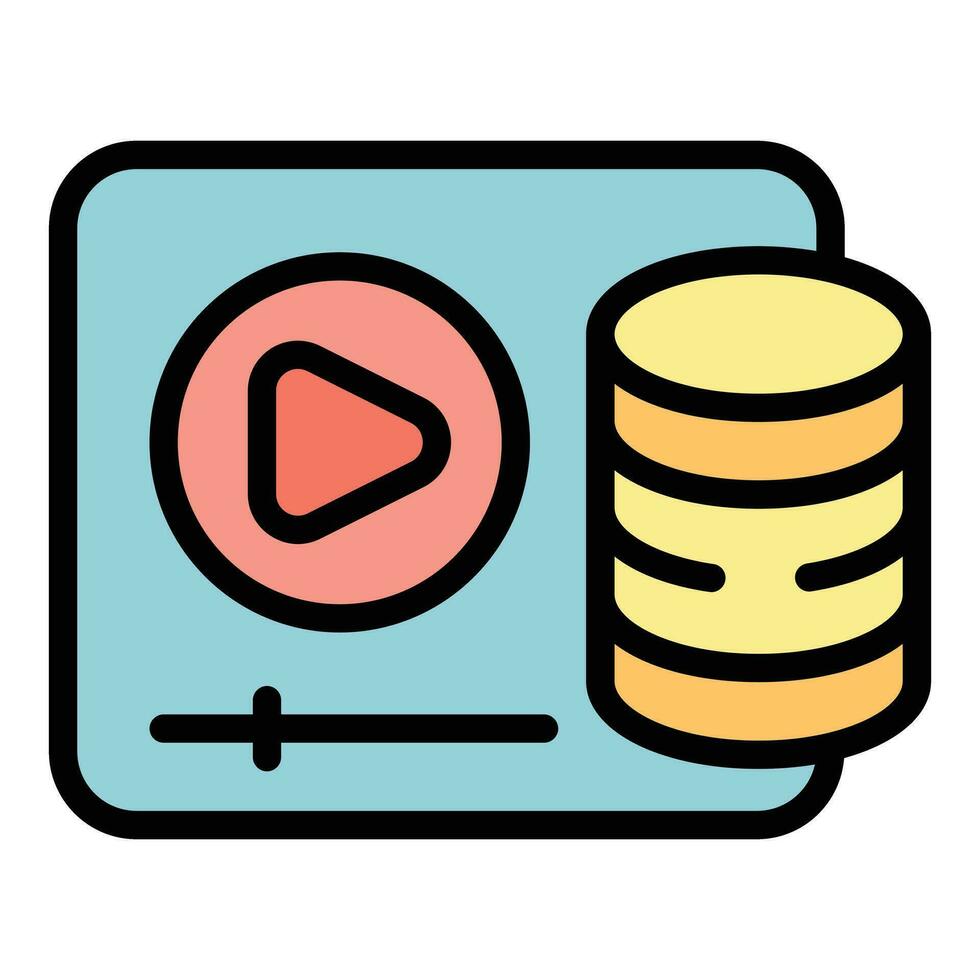 vídeo datos dinero icono vector plano