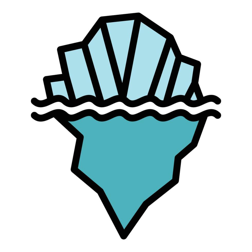 mar iceberg icono vector plano
