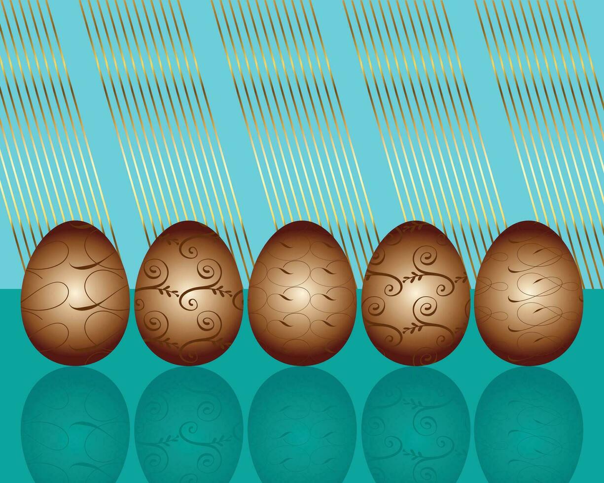 Vector illustration with set of easter chocolate eggs in blue background