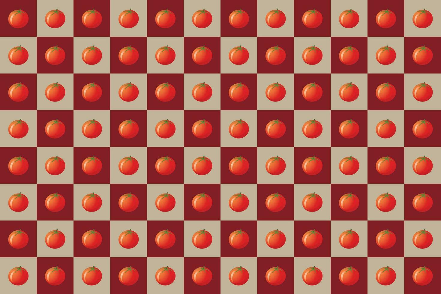 Vector checkered tablecloth with tomatoes illustration