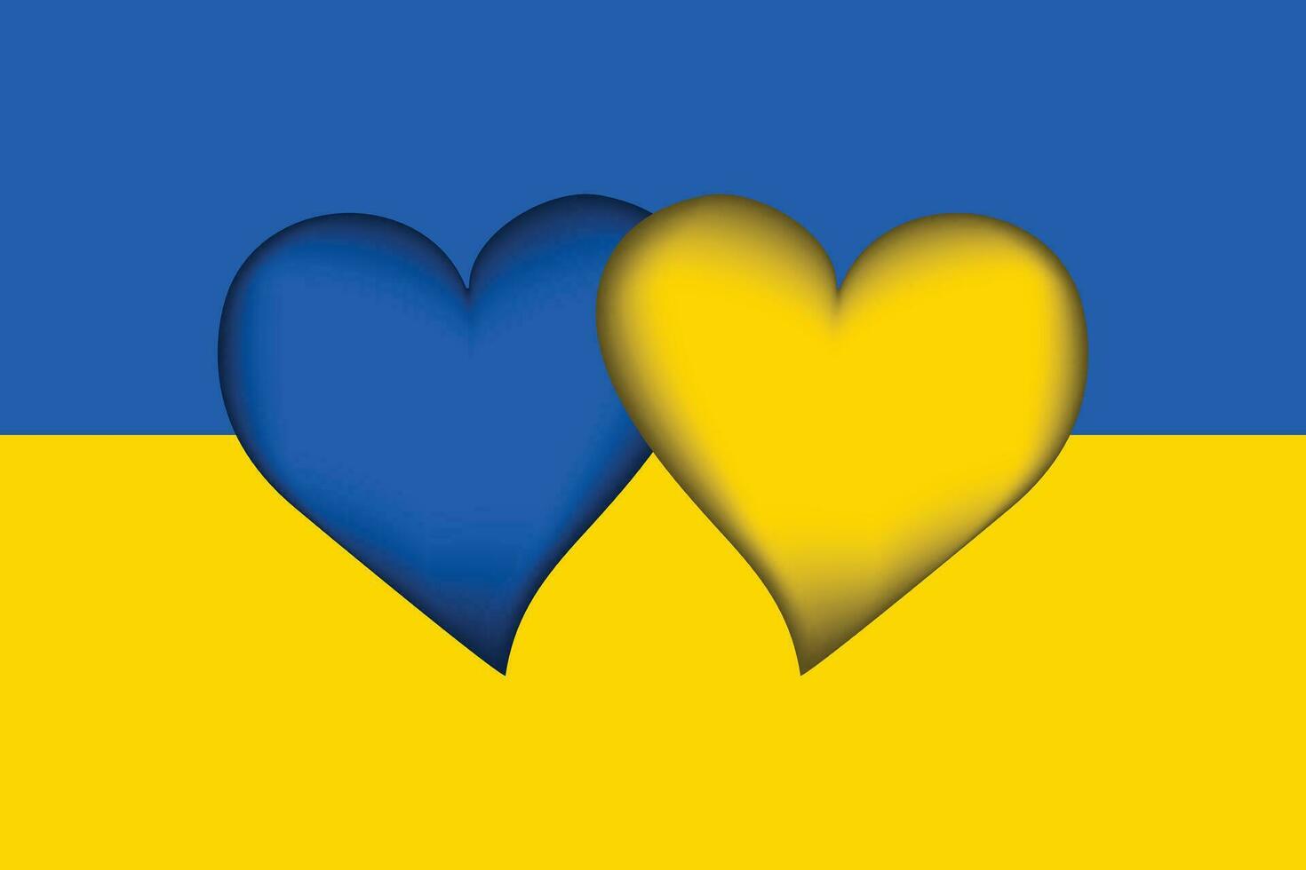 Background with hearts with blue and yellow colors of Ukraine vector