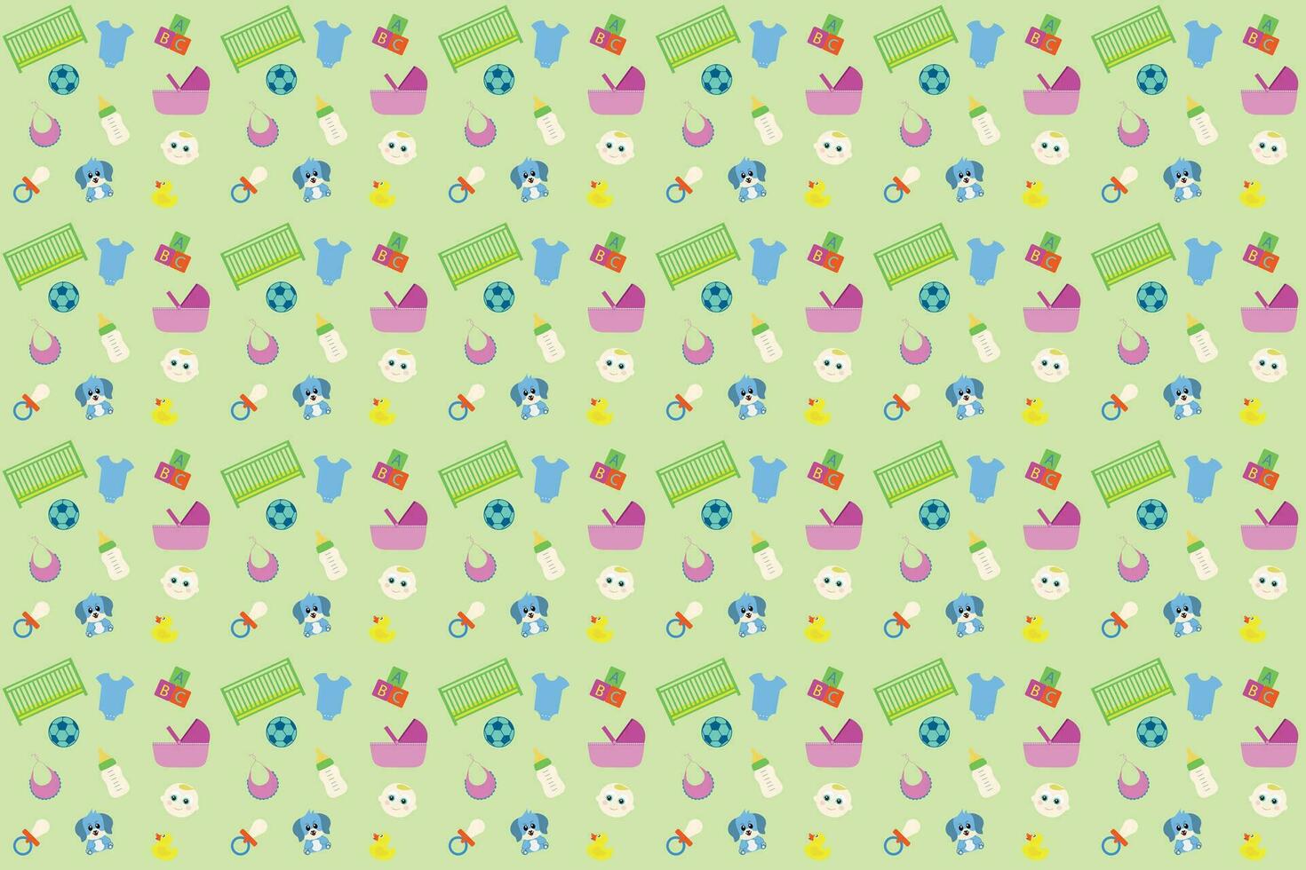 Vector pattern with illustrations of baby stuff for textiles or other