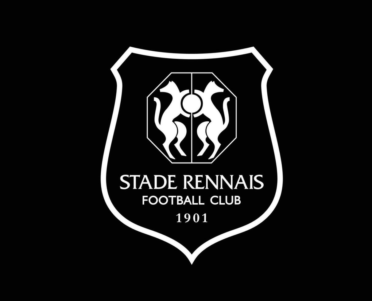 Stade Rennais FC Club Symbol Logo White Ligue 1 Football French Abstract Design Vector Illustration With Black Background