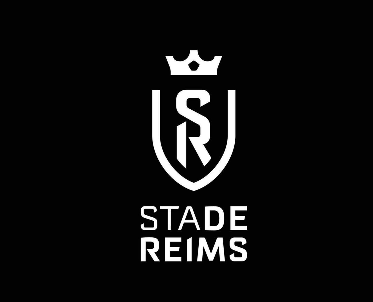 Stade de Reims Club Logo Symbol White Ligue 1 Football French Abstract Design Vector Illustration With Black Background