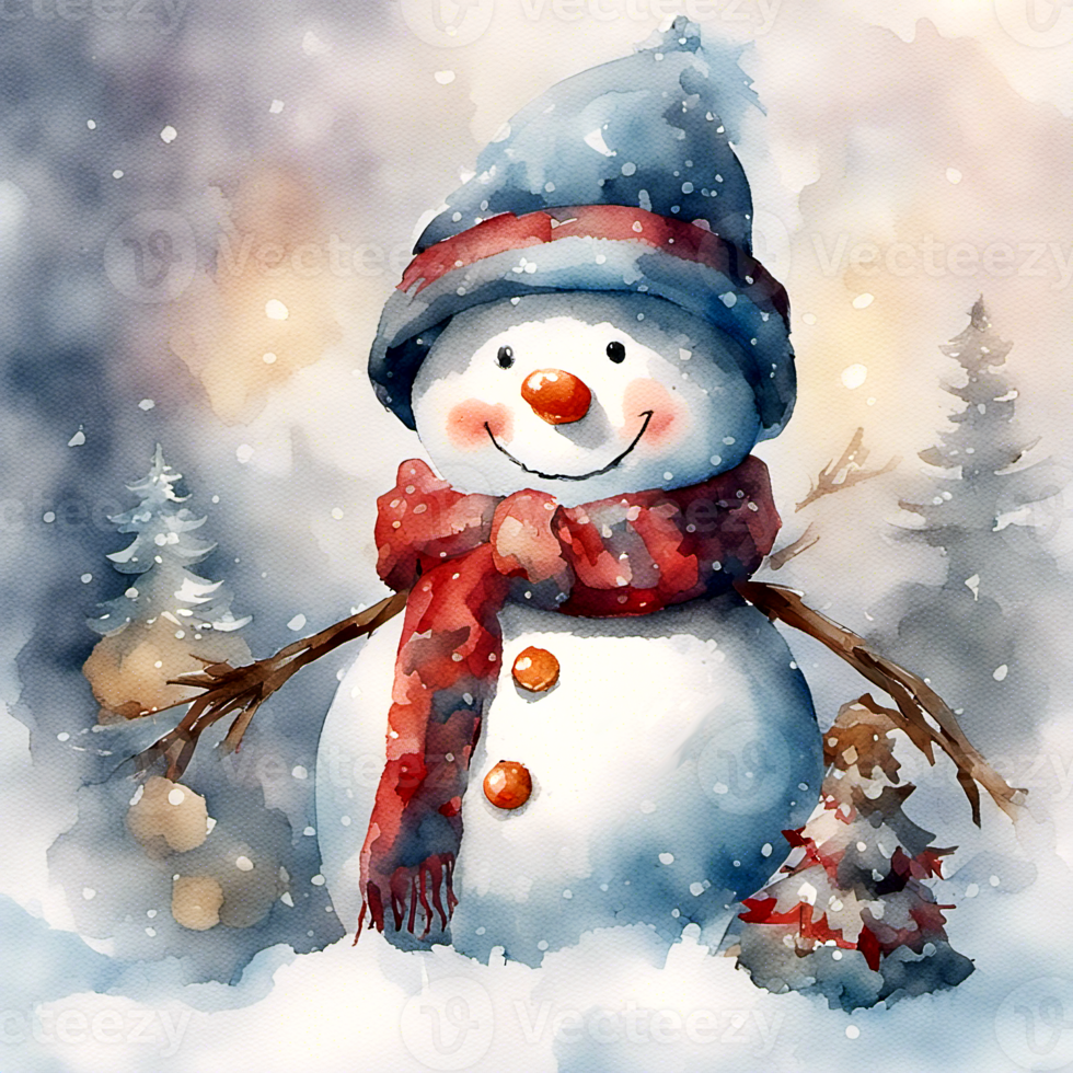 Vintage ▾ Natale pupazzo di neve ai generativo png