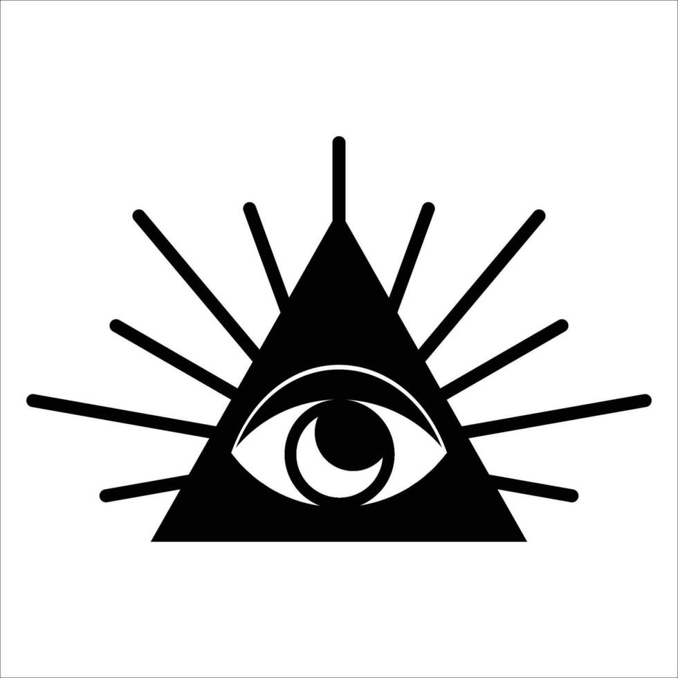 Icon of eyes in a triangle and rays of the sun. Mystic and esoteric simple icon vector