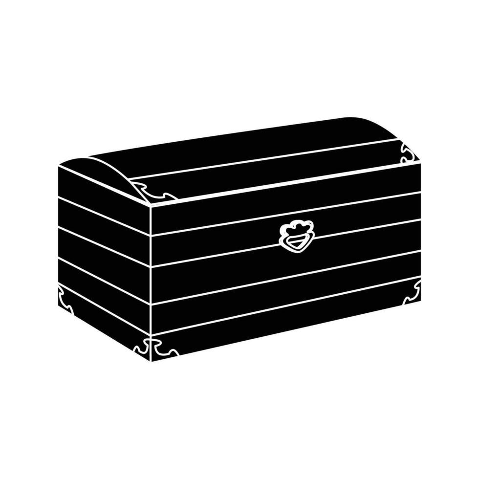 Chest silhouette. Closed wooden simple chest with a flat lid. For storage or wealth vector