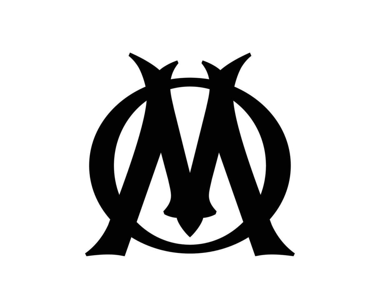 Olympique de Marseille Club Symbol Logo Black Ligue 1 Football French Abstract Design Vector Illustration