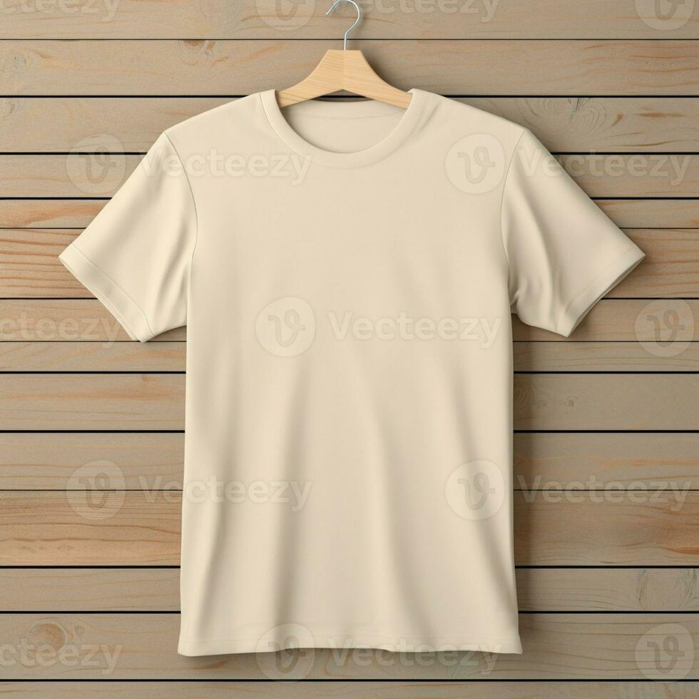 AI generative of a blank t-shirt in cream color in high quality, perfect to create a mockup preview photo