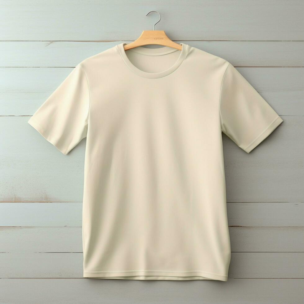 AI generative of a blank t-shirt in cream color in high quality, perfect to create a mockup preview photo