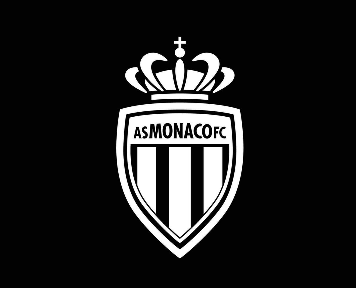 AS Monaco Club Logo Symbol White Ligue 1 Football French Abstract Design Vector Illustration With Black Background