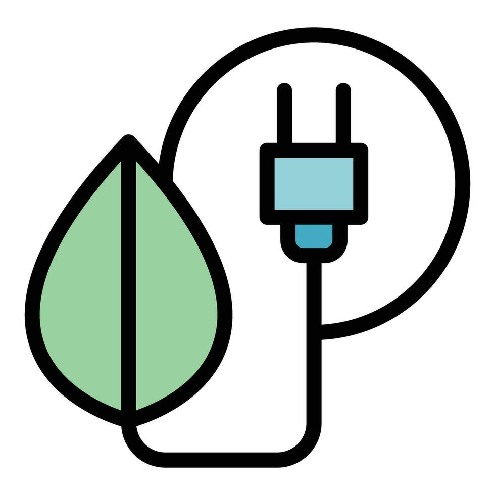 Eco plug energy icon vector flat