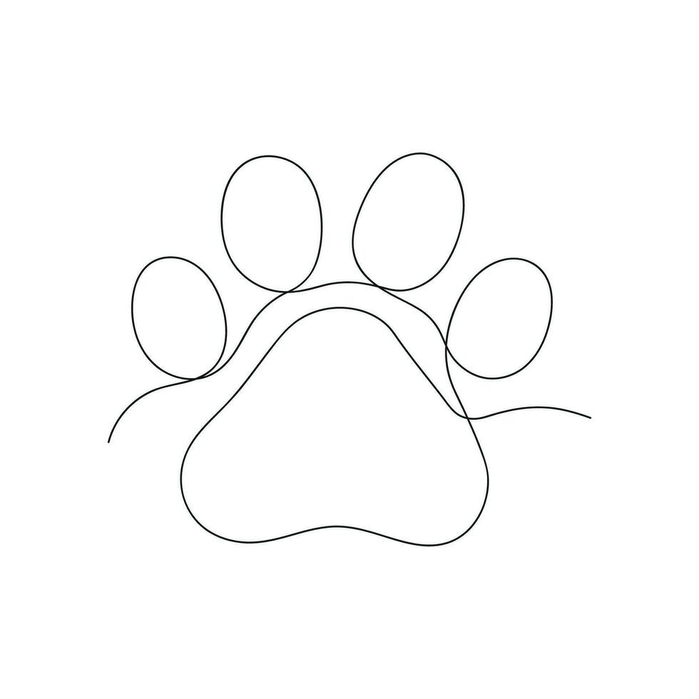 Paw drawn in one continuous line. One line drawing, minimalism. Vector illustration.