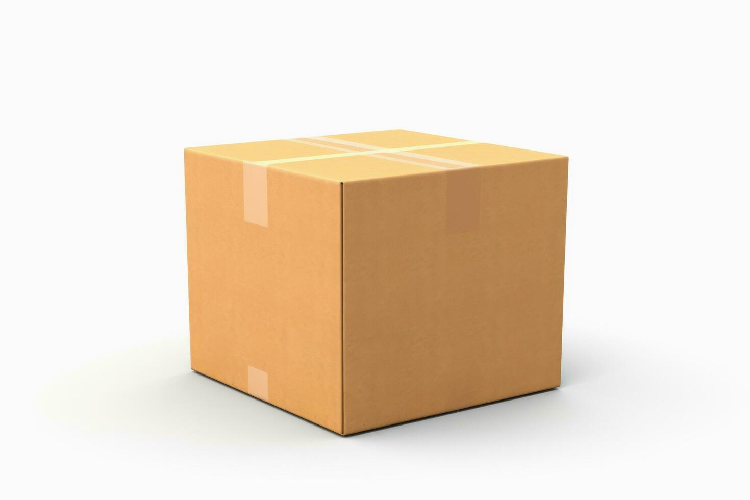 Brown cardboard box package on white background, Ai Generative. photo