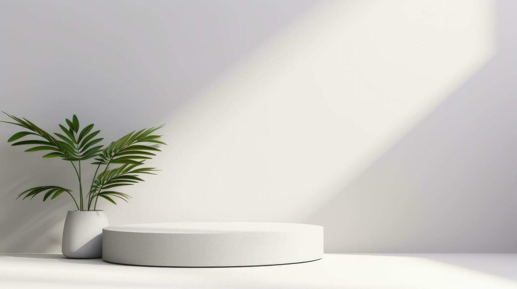 White podium display cosmetic product on white background, Ai Generative. photo
