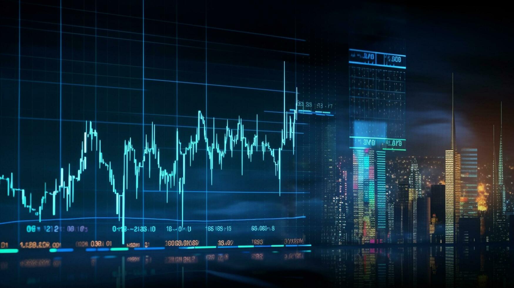 valores mercado grafico y inversión y moneda intercambio, planificación y estrategia concepto por generativo ai foto