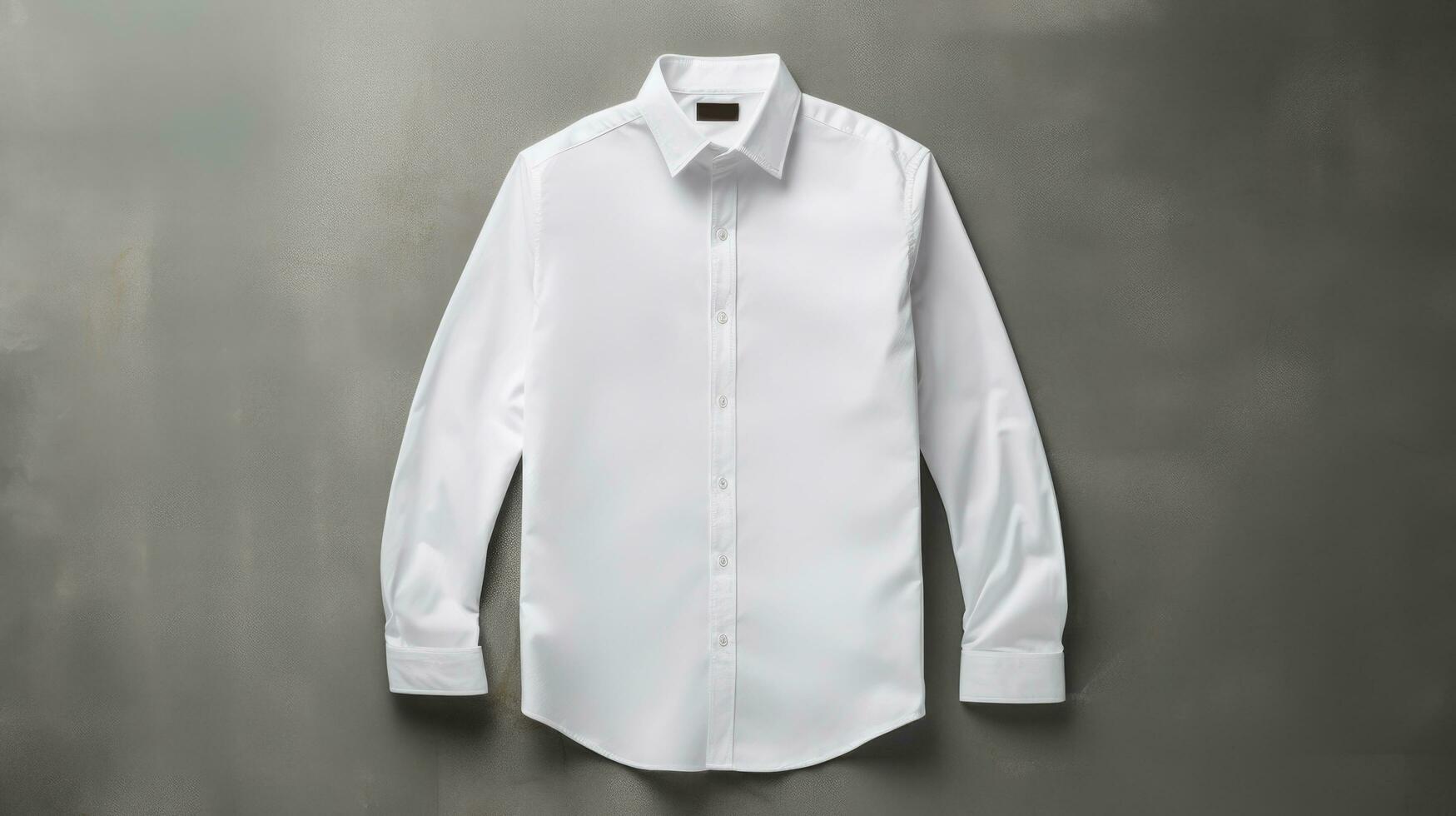 Top view of men shirt white color on texture grey background, Ai Generative. photo