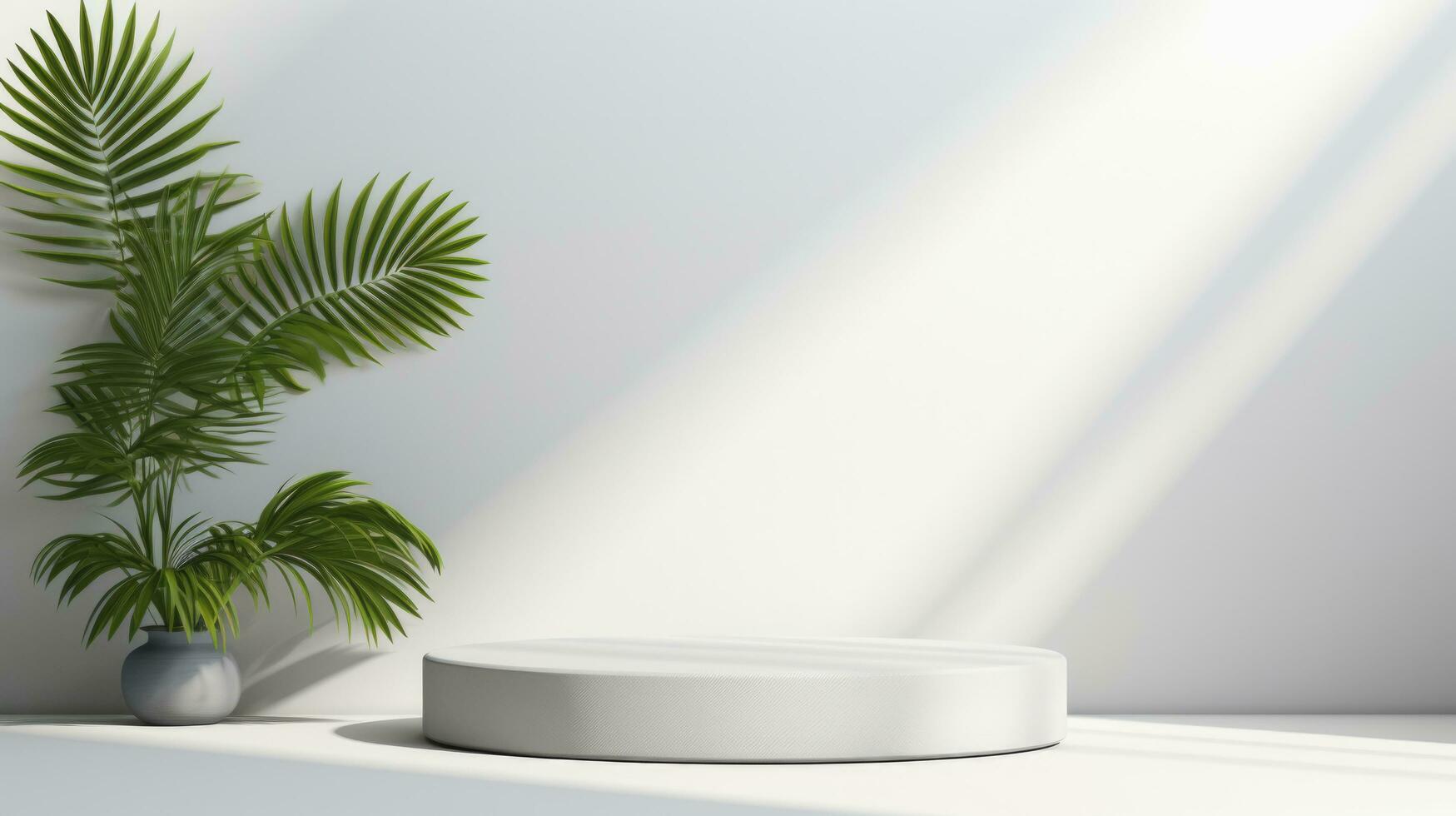 White podium display cosmetic product on white background, Generative ai. photo